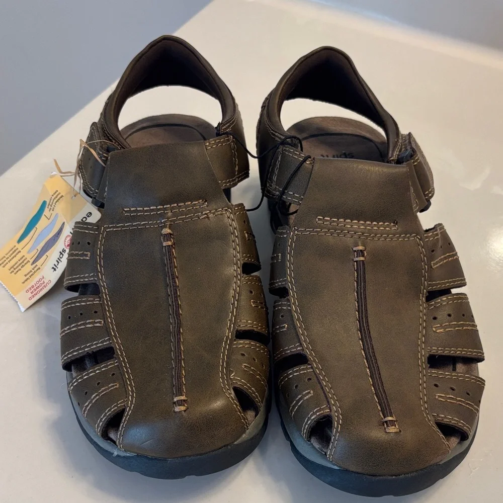 Earth Spirit NWT Men's Dark Brown Leather Fisherman Sandals